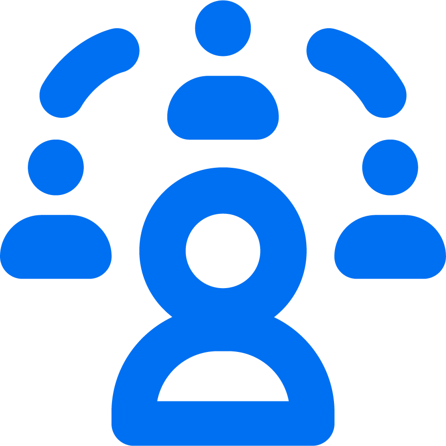 people connected blue icon