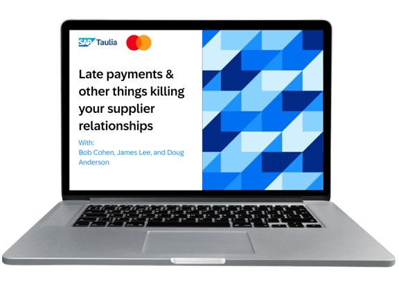 Late payments & other things killing your supplier relationships webinar laptop image