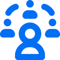 people connected blue icon