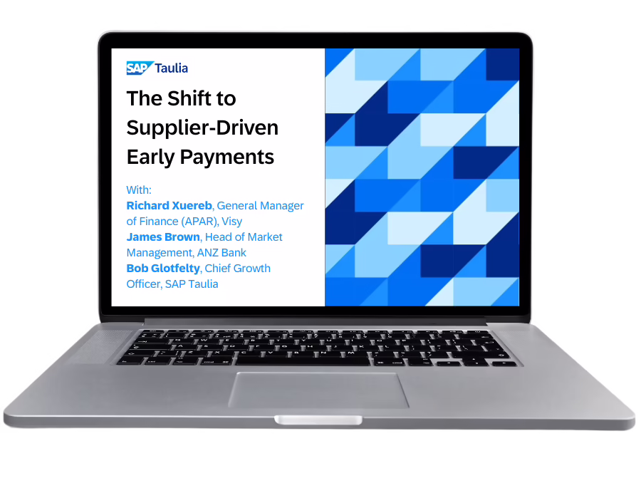 The Shift to Supplier-Driven Early Payments What Procurement Leaders Need to Know Webinar laptop transparent